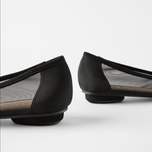 Zara Shoes Nwt Zara Black Mesh Ballet Flats Poshmark